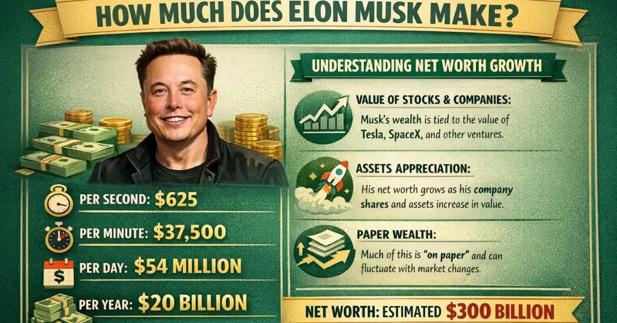 how much money does elon musk make a second